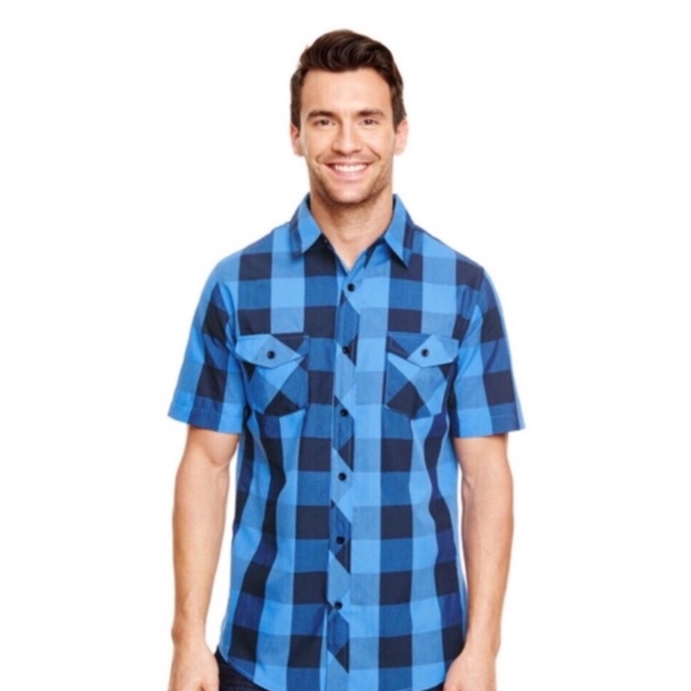 Burnside Blue Short-Sleeve Button-Down Shirt